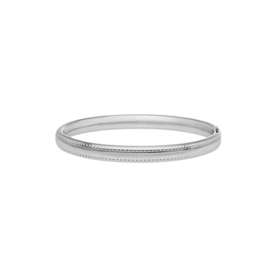 Silver Beaded Edge Kids Bangle Bracelet
