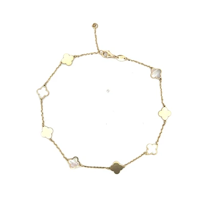 Multi Clover Mother Pearl Ankle Bracelet