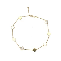 Multi Clover Mother Pearl Ankle Bracelet