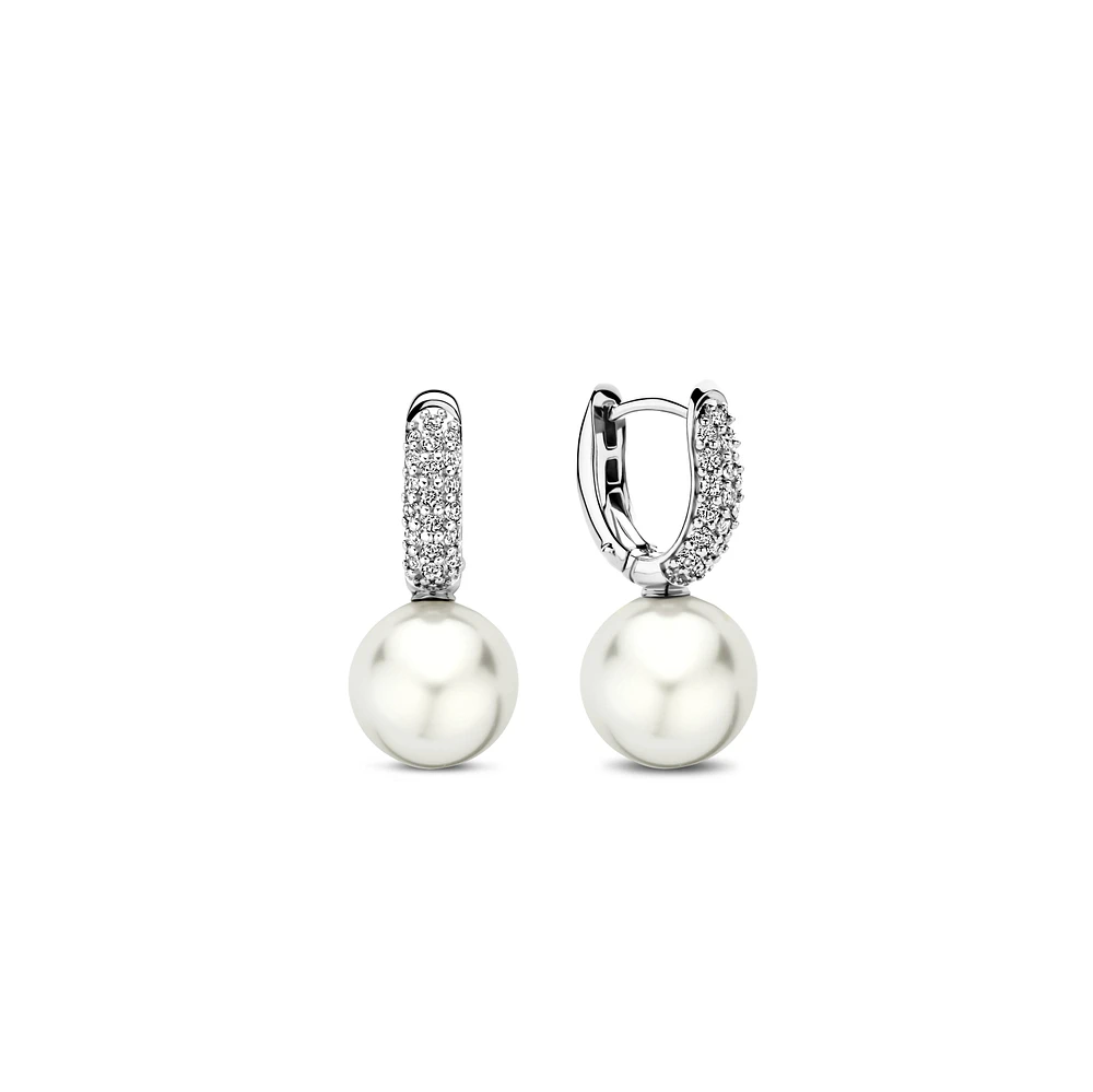 Graceful Pearl Pave Earrings