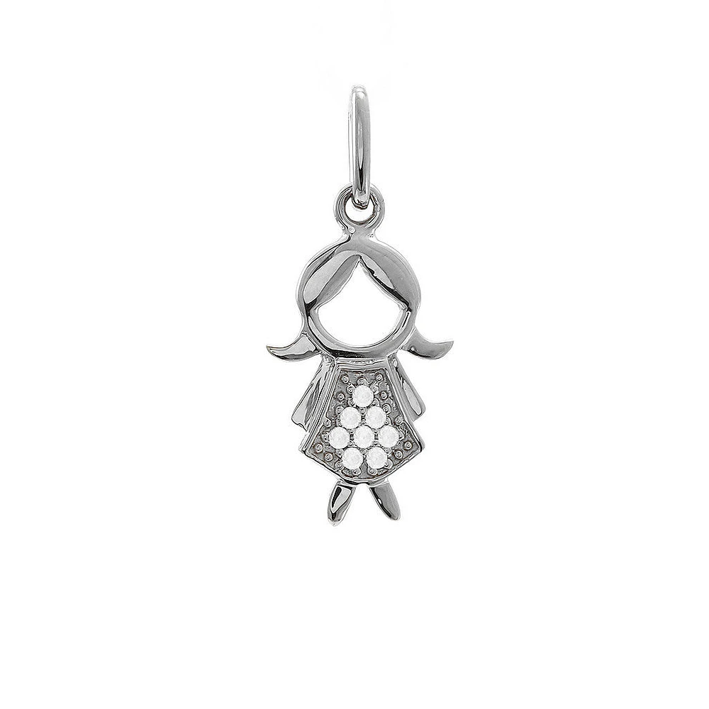 Girl with Diamonds 16MM Pendant 14KW