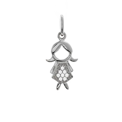 Girl with Diamonds 16MM Pendant 14KW