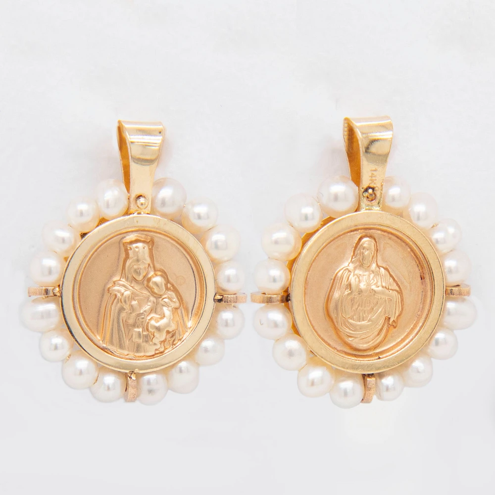 Virgen del Carmen Round Pearl 13MM Pendant
