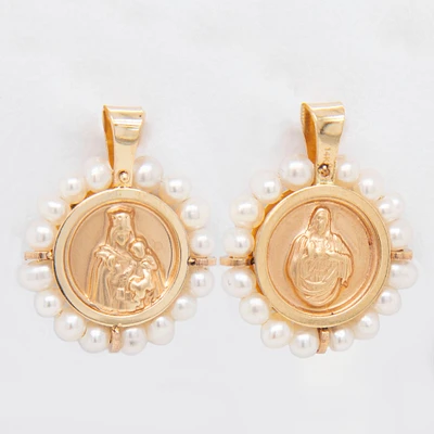 Virgen del Carmen Round Pearl 13MM Pendant