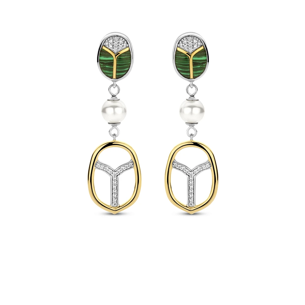 Amulet Scarab Malachite Earrings