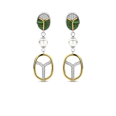 Amulet Scarab Malachite Earrings