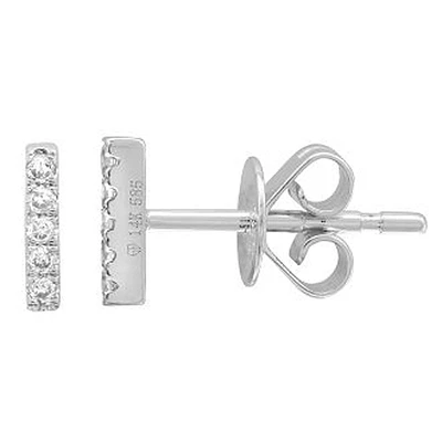 Diamond Bar Stud Earrings 14KW