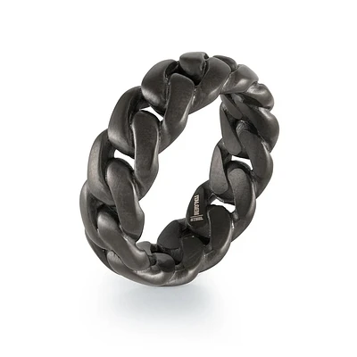 8MM Cuban Black Steel Ring