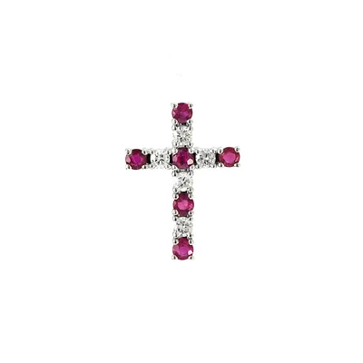 Rubies and Diamond 15MM Cross Pendant