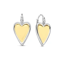 Elongated Heart 2Tone Earrings
