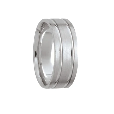 8MM Brushed and Lines Wedding Band