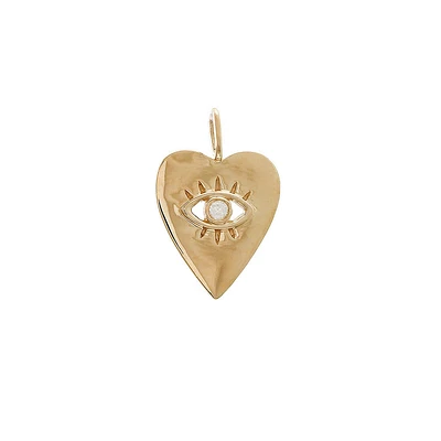 Elongated Heart Evil Eye Diamond Pendant