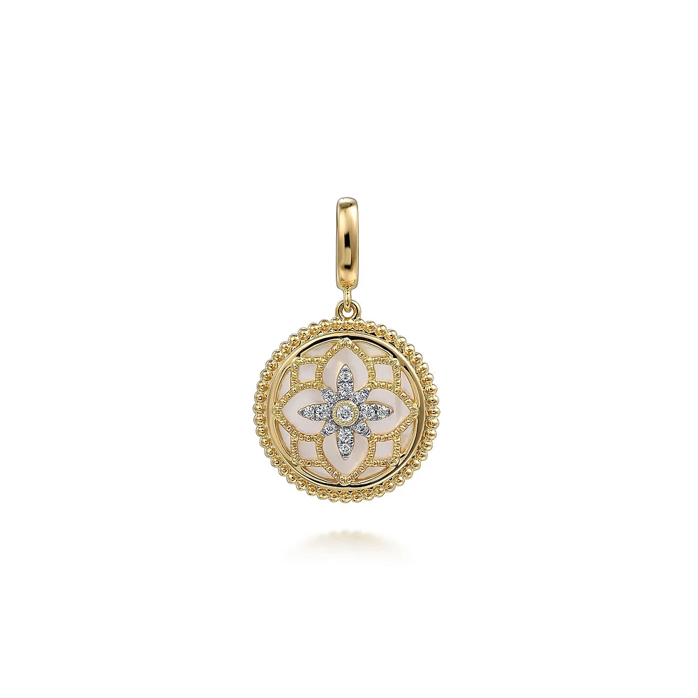 Mother Pearl Diamond Flower Pendant