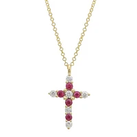 Ruby and Diamond Cross Necklace
