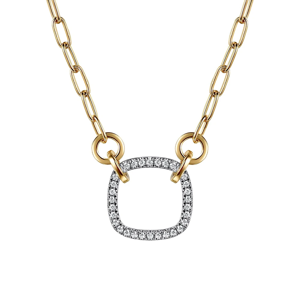 Open Cushion Shape Diamond Paperclip Necklace