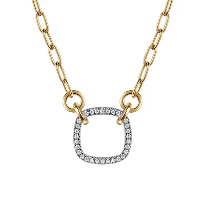 Open Cushion Shape Diamond Paperclip Necklace