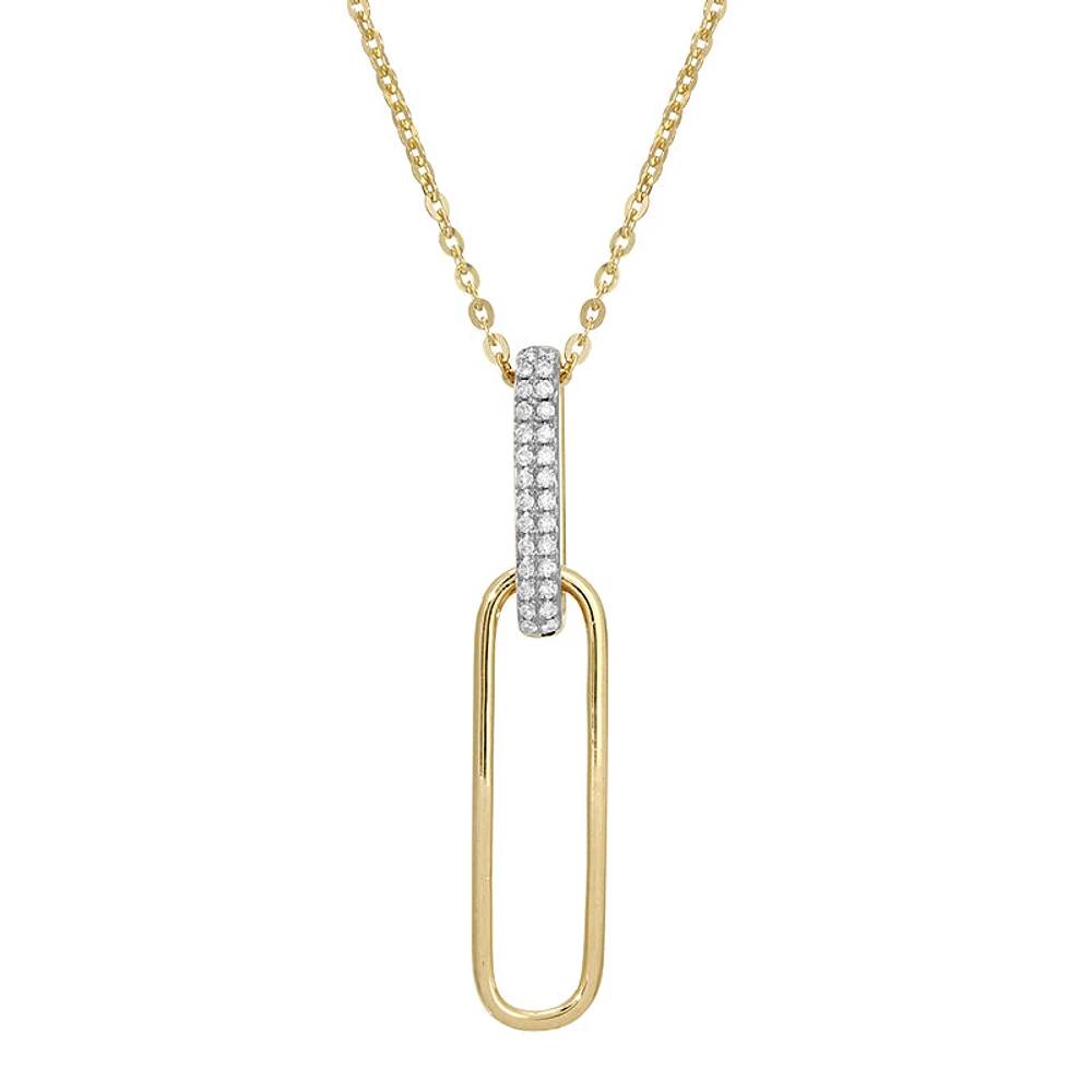 Paperclip Link Dangle with Diamonds Necklace