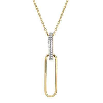 Paperclip Link Dangle with Diamonds Necklace