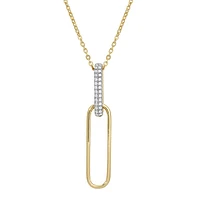 Paperclip Link Dangle with Diamonds Necklace