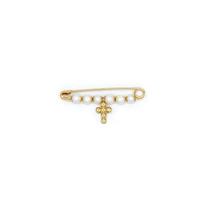 Pearl and Gold Cross Baby Pin