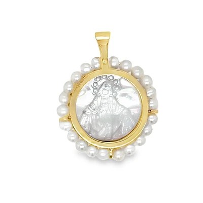 Milagrosa Round Mother Pearl and Pearls 20MM Pendant