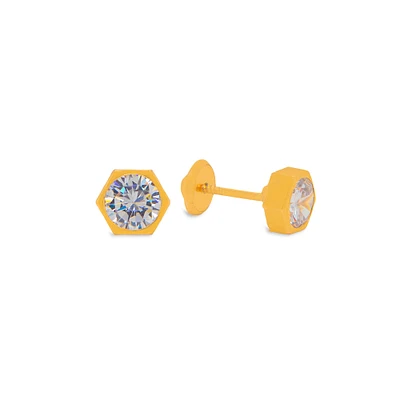 Hexagon 3MM Zirconia Stud Earrings