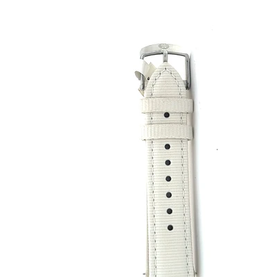 18MM White Grossgrain and Leather Strap