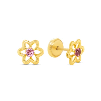 Pink Flower Kids Stud Earrings