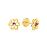 Pink Flower Kids Stud Earrings