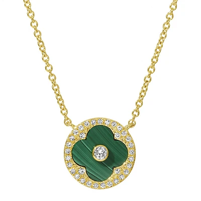 Clover Malachite and Diamond Necklace