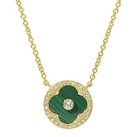 Clover Malachite and Diamond Necklace