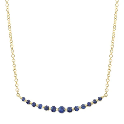 Gradient Smile Bar Blue Sapphires Necklace
