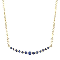 Gradient Smile Bar Blue Sapphires Necklace
