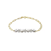 White and Yellow Gold Stars Diamonds Bracelet