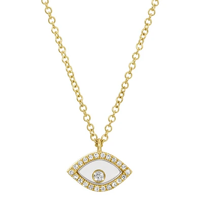 Moving Diamond Evil Eye Necklace