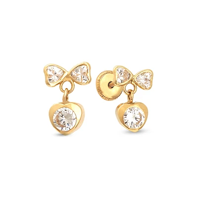 Coquette Bow with Heart Kids Earrings