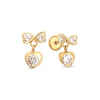 Coquette Bow with Heart Kids Earrings