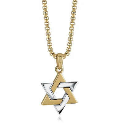 Star of David Two Tone Steel Necklace