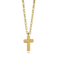 Mini Brushed Cross Golden Steel Necklace