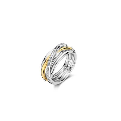 Entwined Sparkle Two Tone Ring