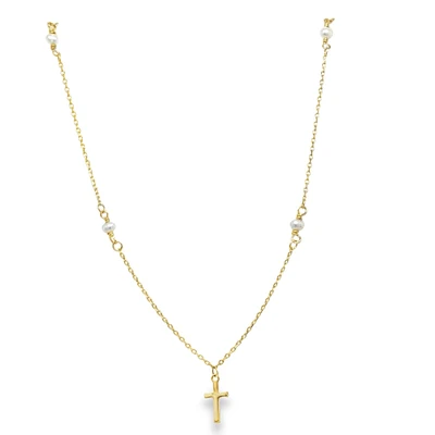 Cross on Pearl Chain Necklace