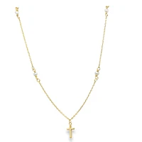 Cross on Pearl Chain Necklace