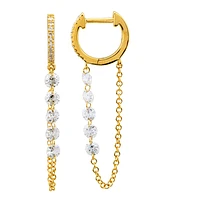 Five Dancing Diamonds Chain Single Huggie Earring