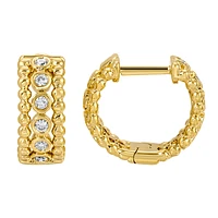 11MM Beaded and Diamonds Huggie Earrings