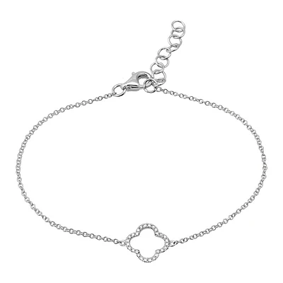 Clover Diamond Outline White Gold Bracelet