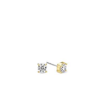 Basic Zirconia Golden Stud Earrings 7mm