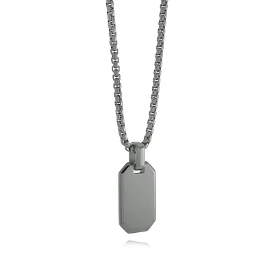Grey Steel Dogtag Polished/Brushed Necklace