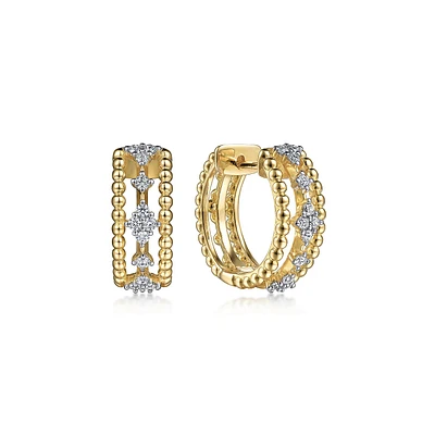 Intricate Diamonds 15MM Huggie Earrings