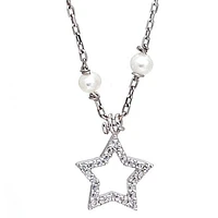 Diamond Star Pearl Chain Necklace