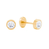 Bezel Set Zirconia 3MM Stud Earrings